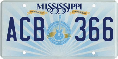 MS license plate ACB366