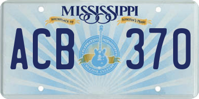 MS license plate ACB370