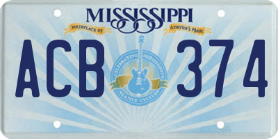 MS license plate ACB374