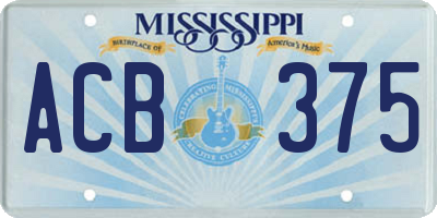 MS license plate ACB375