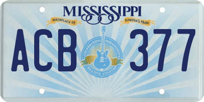 MS license plate ACB377
