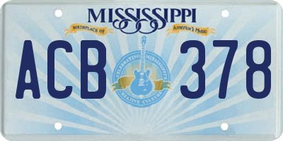 MS license plate ACB378