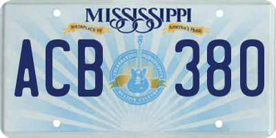 MS license plate ACB380
