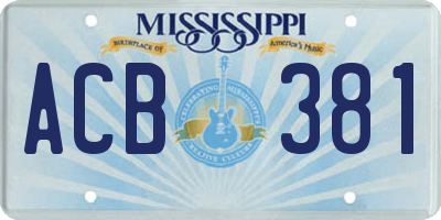MS license plate ACB381