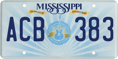 MS license plate ACB383