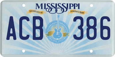 MS license plate ACB386