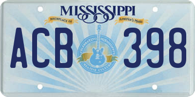 MS license plate ACB398
