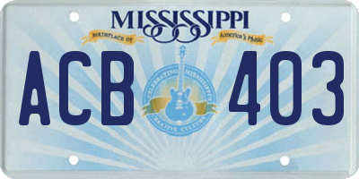 MS license plate ACB403