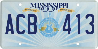 MS license plate ACB413