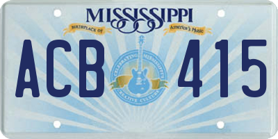 MS license plate ACB415