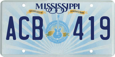 MS license plate ACB419