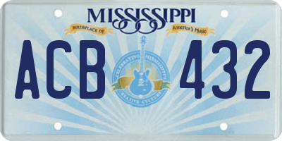 MS license plate ACB432