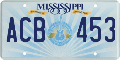MS license plate ACB453