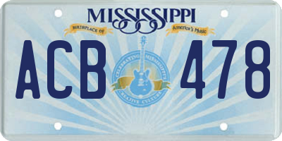 MS license plate ACB478