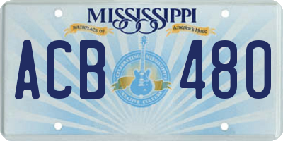 MS license plate ACB480