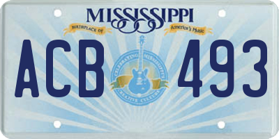 MS license plate ACB493