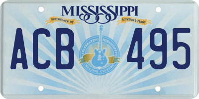 MS license plate ACB495