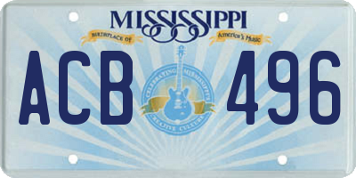 MS license plate ACB496