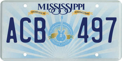 MS license plate ACB497