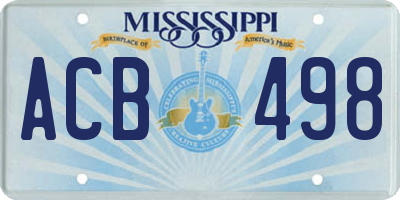 MS license plate ACB498