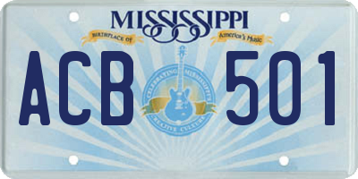 MS license plate ACB501