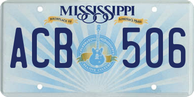 MS license plate ACB506