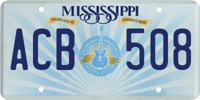 MS license plate ACB508