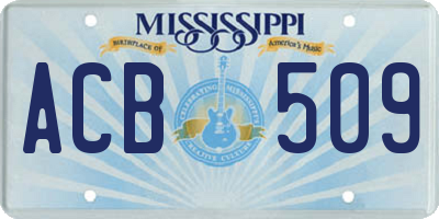 MS license plate ACB509
