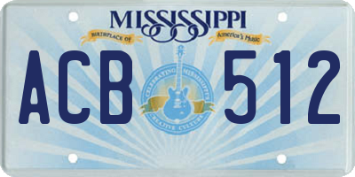 MS license plate ACB512