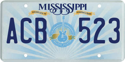 MS license plate ACB523