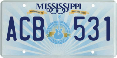 MS license plate ACB531