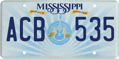 MS license plate ACB535