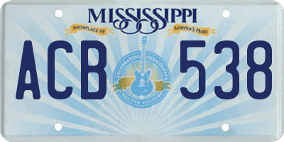 MS license plate ACB538