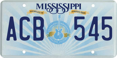 MS license plate ACB545