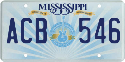 MS license plate ACB546