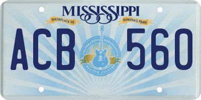 MS license plate ACB560