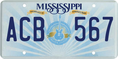 MS license plate ACB567