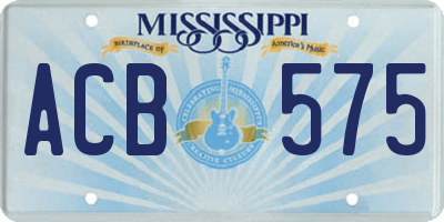 MS license plate ACB575