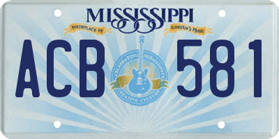 MS license plate ACB581