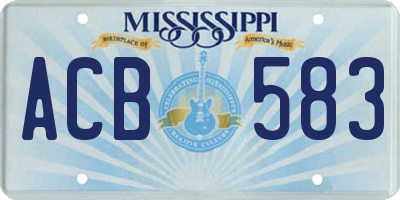 MS license plate ACB583