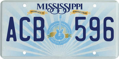 MS license plate ACB596