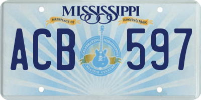 MS license plate ACB597
