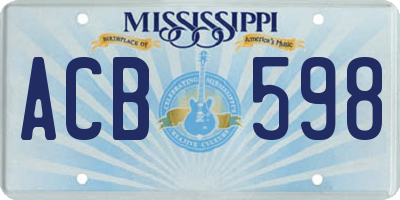 MS license plate ACB598