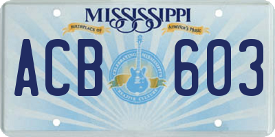 MS license plate ACB603