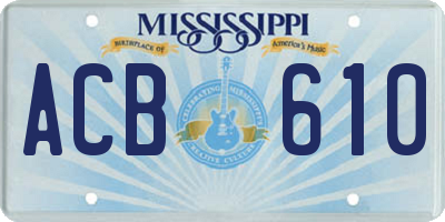 MS license plate ACB610