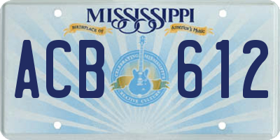 MS license plate ACB612