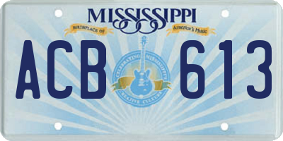 MS license plate ACB613