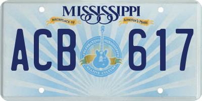 MS license plate ACB617
