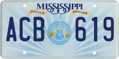 MS license plate ACB619