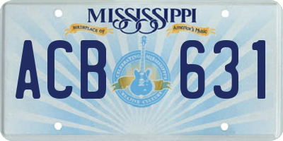 MS license plate ACB631